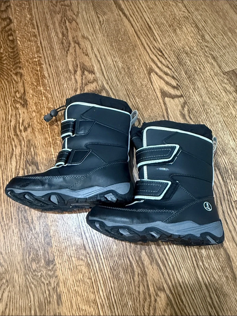Lands' End Black Kids Snow Boots with Reflective Trim